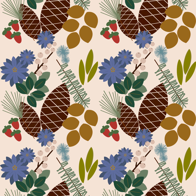 Woodland Botanical in Beige - The Great Outdoors Collection